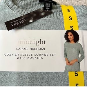 NEW-Midnight Carole Hochman,Cozy, SuperSoft, Pockets,Ribbed 2-piece Lounge Set